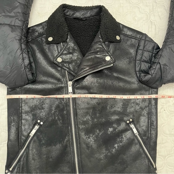 Armani Exchange AX Men’s Black Moto Jacket Faux Sherpa Lined Size M - Picture 5 of 16
